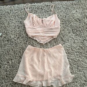 Pink Ruffled Two-Piece Set